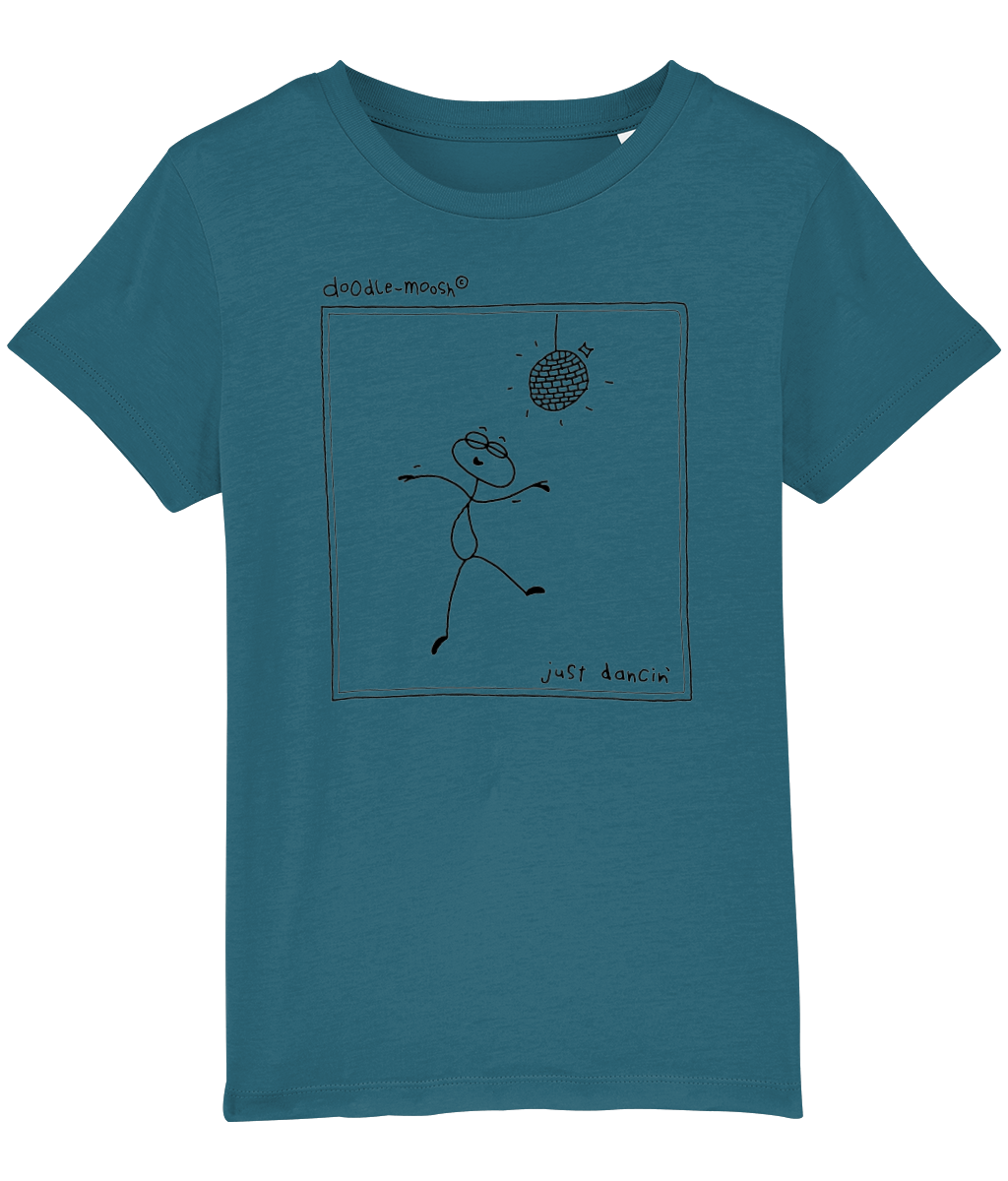 Just dancing t-shirt, blue with black
