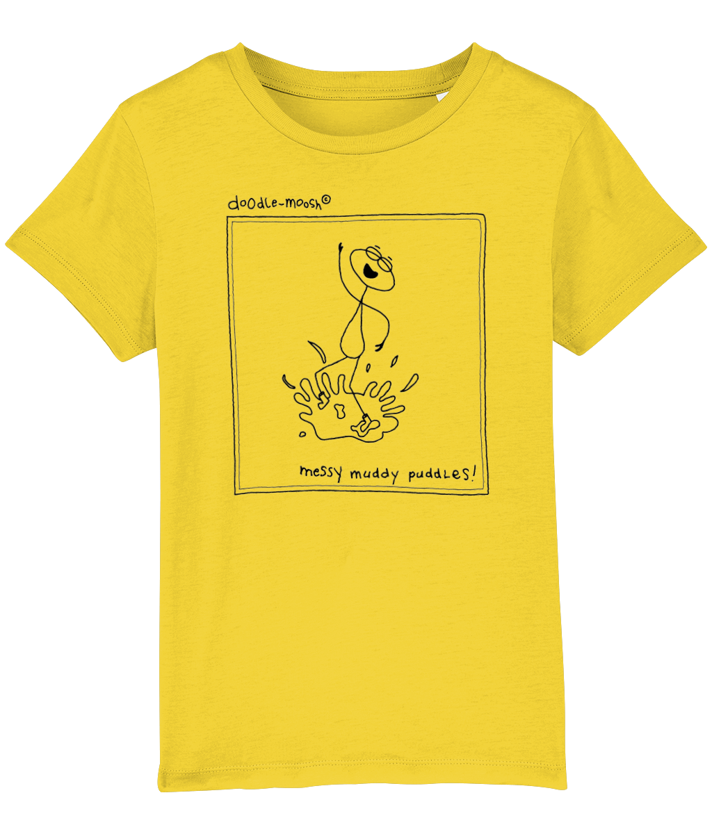 Messy muddy puddles t-shirt, yellow with black