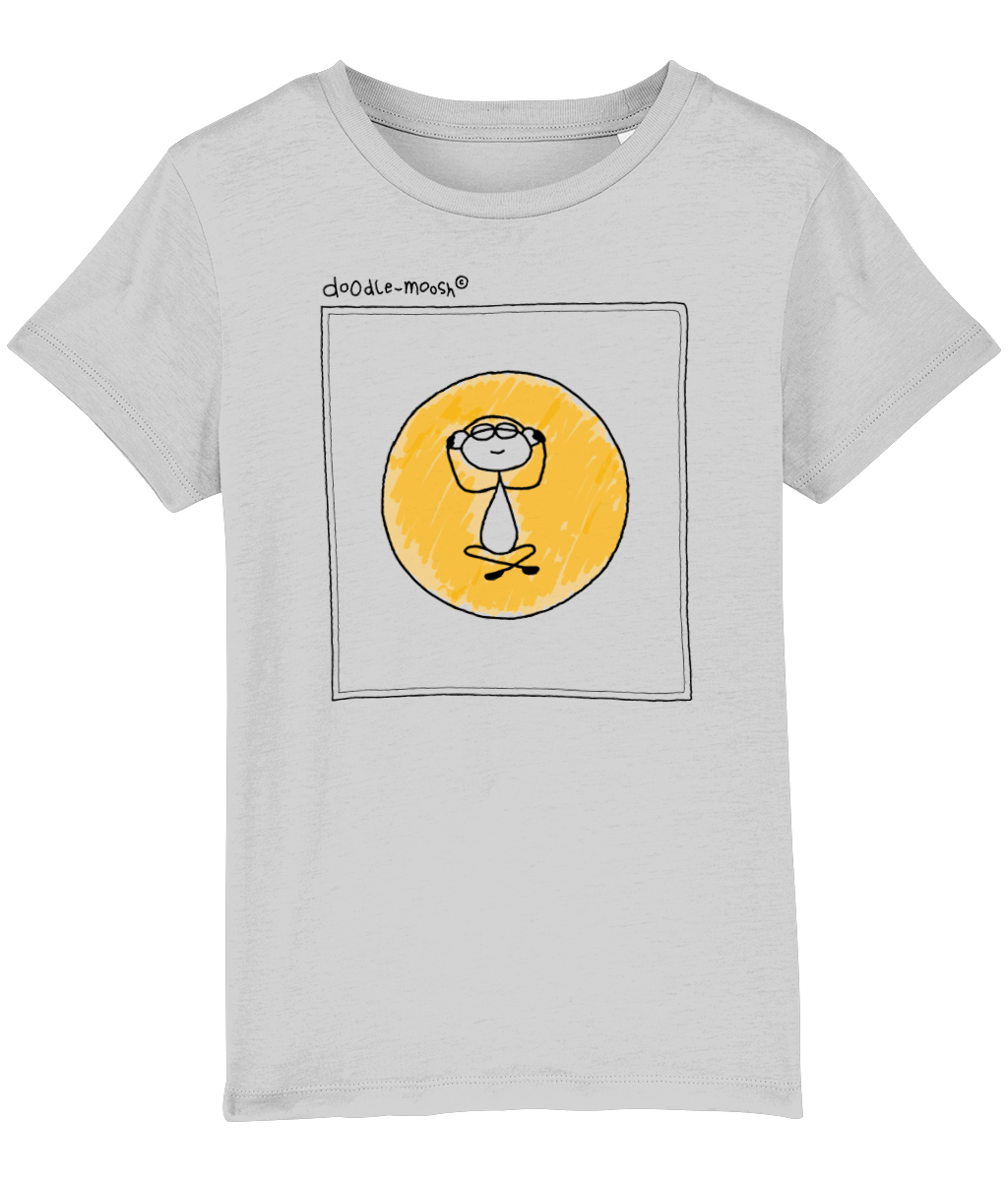 tuned in t-shirt, grey with black, colourful  drawing