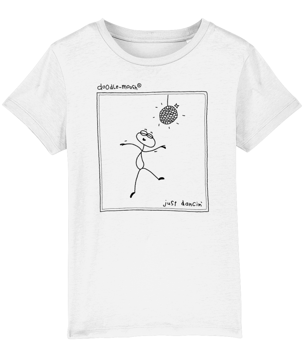 Just dancing t-shirt, white with black