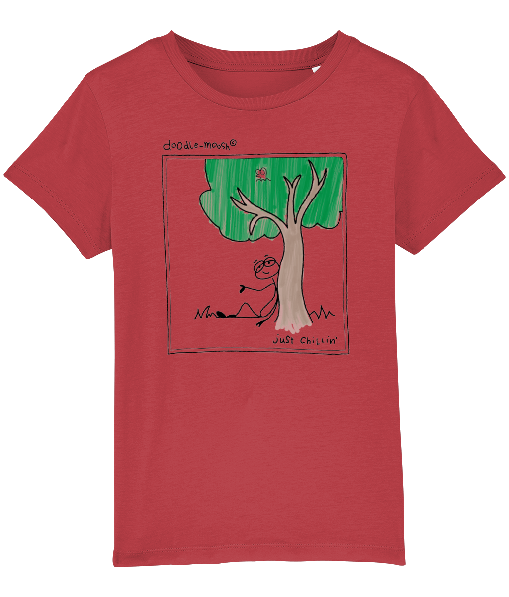 Just chilling t-shirt, red with black, colorful drawing