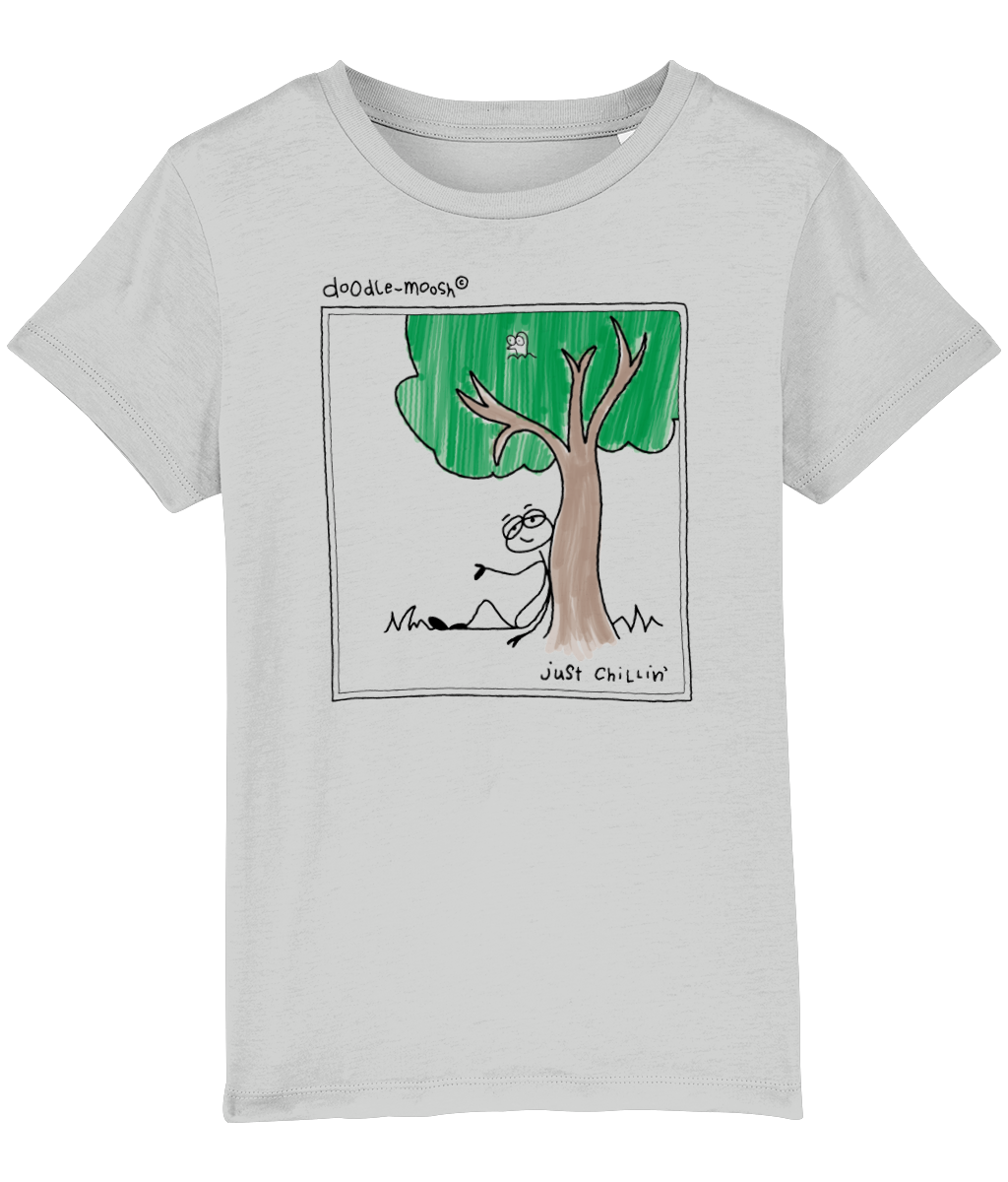 Just chilling t-shirt, white with black, colorful drawing