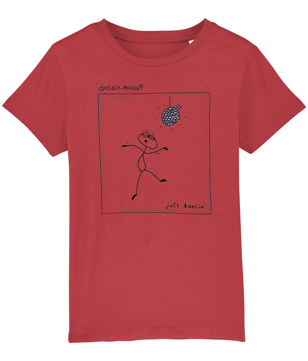 Just dancing t-shirt, red with black, colorful drawing